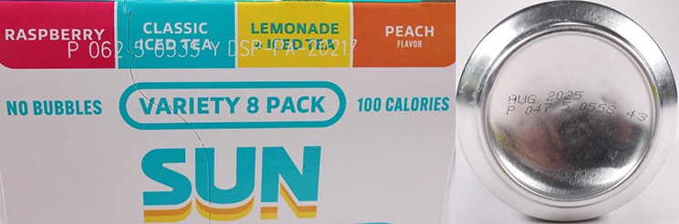 Sun Cruiser date code on packaging printed across the flavors along the top of the case